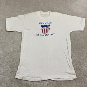 VTG Hickory NC All-America City Shirt Mens M White 1987 Graphic 80s Retro